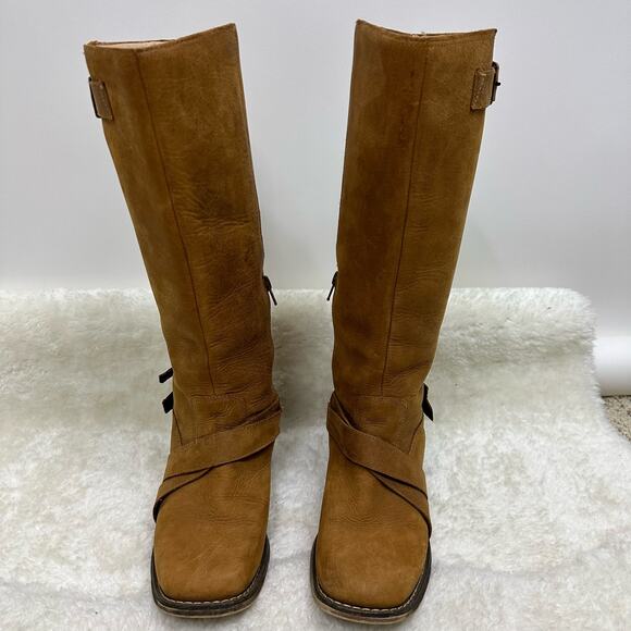 Durango City Charlotte Engineer Tall Leather Boots 14"  in Camel Size 7 - Picture 4 of 15